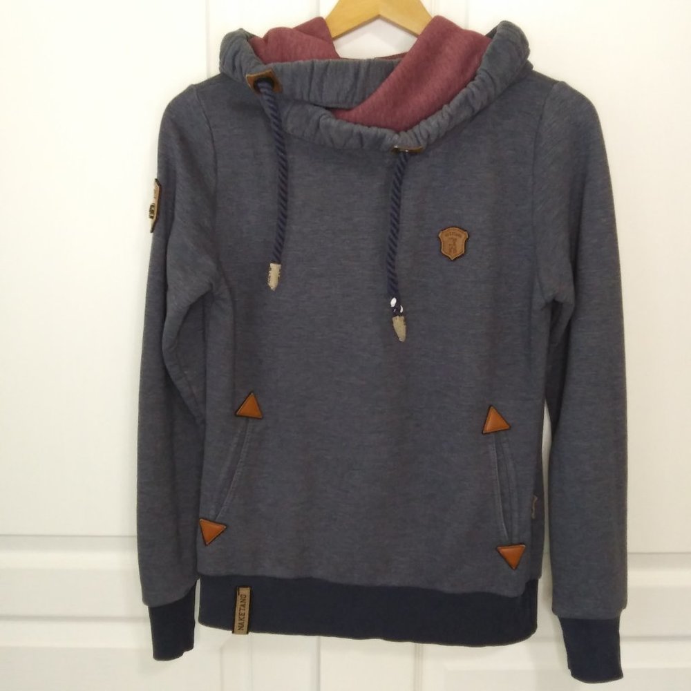 Naketano Women's Hoodie Heathered Navy Blue Size S